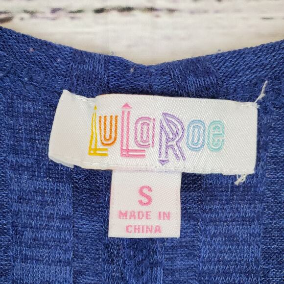 Lularoe Midi Dustrer Size S Open Lightweight Long Line Navy Blue Ribbed Coverup - Picture 6 of 9